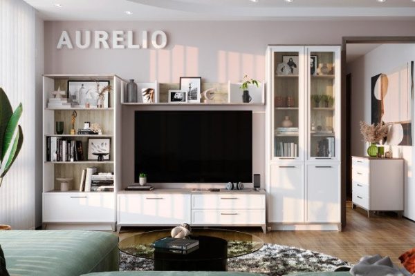 Гостиная Aurelio белый, блеквуд сатиновый, комплект 3