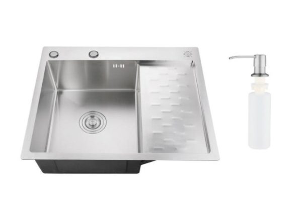 Мойка врезная с дозатором и крылом РМС MRK 6350L 63х50х18 см