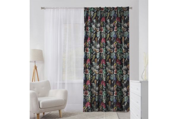 Штора ESTUDI BLANCO Selvi 180х280 см, 1 шт., цвет чёрный, бежевый, зелёный, красный