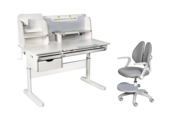 Комплект мебели парта Ammi Grey и кресло с полокотниками и подставкой Primo Grey