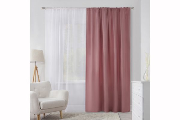 Штора на ленте MICASA Lorette 200х280 см, 1 шт., цвет тёмно-розовый