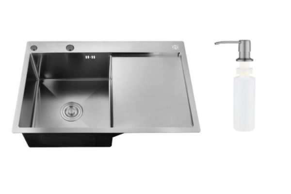 Мойка врезная с дозатором и крылом РМС MRK 7851BL-L 78х51х18 см