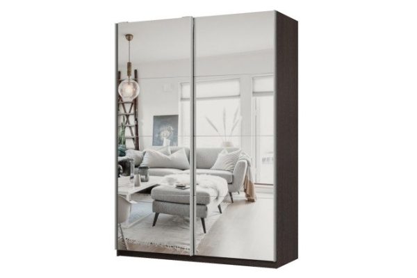 Шкаф-купе 2-дверный Практик 160х220х60 см, венге, профиль серебро, с двумя зеркалами