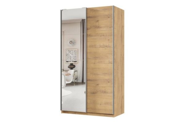 Шкаф-купе 2-дверный Практик 120х240х60 см, бунратти, профиль серебро, с одним зеркалом