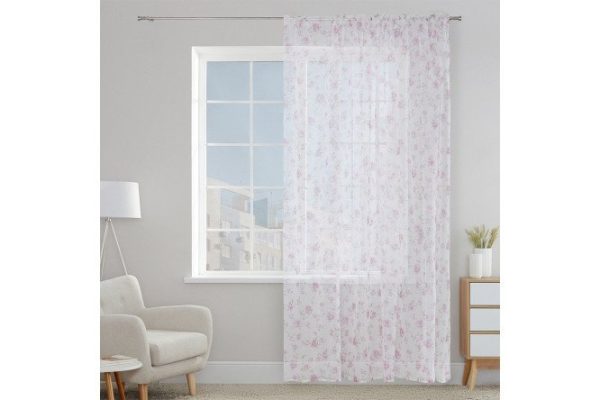 Тюль MICASA Adelia 300х275 см, 1 шт., цвет белый, лиловый