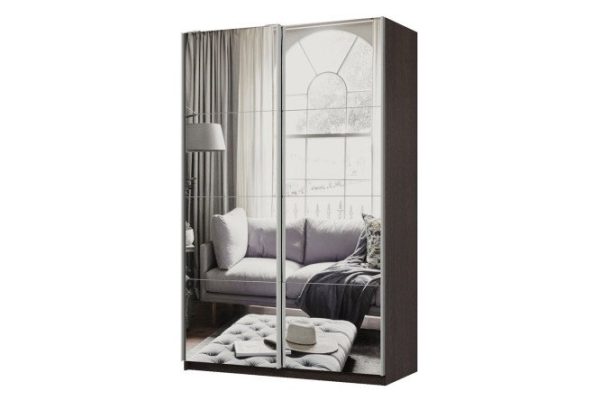 Шкаф-купе 2-дверный Практик 140х240х60 см, венге, профиль серебро, с двумя зеркалами