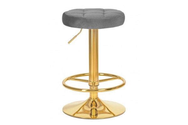 Барный табурет DOBRIN Bruno Gold 38.5х61х38.5 см, цвет обивки серый, ножек золотой