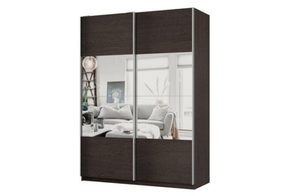 Шкаф-купе 2-дверный Практик 160х240х60 см, венге, профиль серебро, с зеркальными вставками