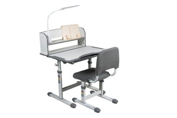 Комплект мебели Scuola Grey парта с лампой и стул с чехлом