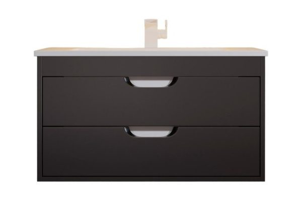 Тумба подвесная Modul 75.8 см, цвет каркаса чёрный матовый, фасада чёрный матовый