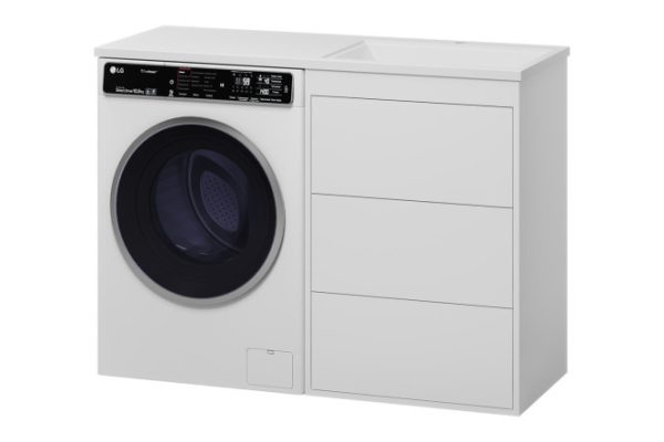 Тумба напольная под стиральную машину Grafit 60 GRA-01060-023Я с 3 ящиками 58.5 см, цвет каркаса белый, фасада белый