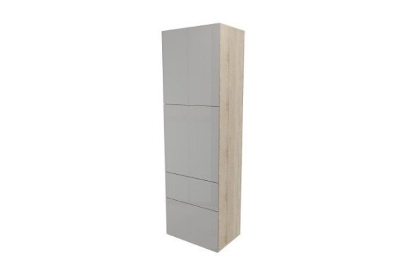 Шкаф 2 двери и 2 ящика Оскар Амика 60х192 с push to open, дуб сонома / пыльный серый глянец