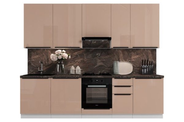 Кухонный гарнитур Эстетик Сиена 2,8 м сиенна, белый