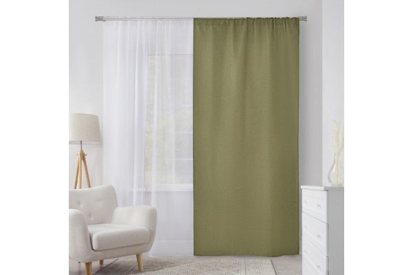 Штора на ленте MICASA Kosett 144х280 см, 1 шт., цвет оливковый