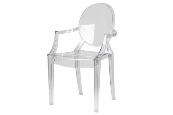 Стул обеденный с подлокотниками DOBRIN Louis Ghost 54х92.5х56.5 см