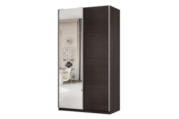 Шкаф-купе 2-дверный Практик 120х240х60 см, венге, профиль серебро, с одним зеркалом