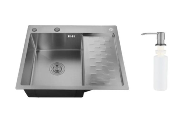 Мойка врезная с дозатором и крылом РМС MRK 6350BL-L 63х50х18 см