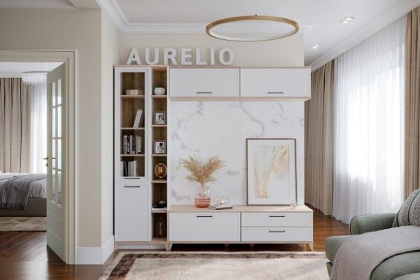 Гостиная Aurelio белый, блеквуд сатиновый