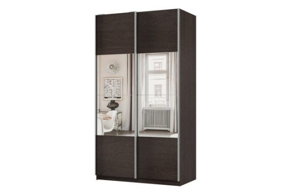 Шкаф-купе 2-дверный Практик 120х240х60 см, венге, профиль серебро, с зеркальными вставками