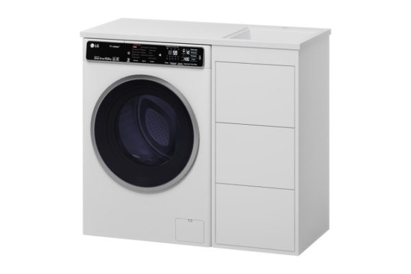 Тумба напольная под стиральную машину Grafit 40 GRA-01040-023Я с 3 ящиками 38.5 см, цвет каркаса белый, фасада белый