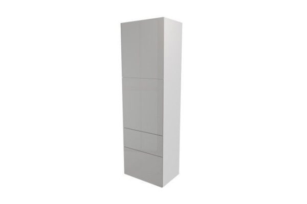 Шкаф 2 двери и 2 ящика Оскар Амика 60х192 с push to open, белый / пыльный серый глянец