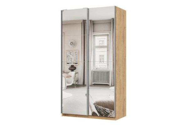 Шкаф-купе 2-дверный Практик 120х240х60 см, бунратти, профиль серебро, с двумя зеркалами