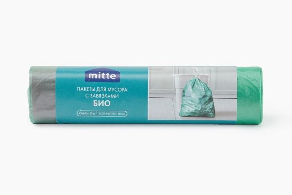 Пакеты для мусора MITTE Био с завязками 35 л, 15 шт.