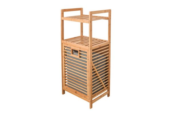 Этажерка с корзиной для белья BERKRAFT Wooden 40x95x30 см, Текстиль