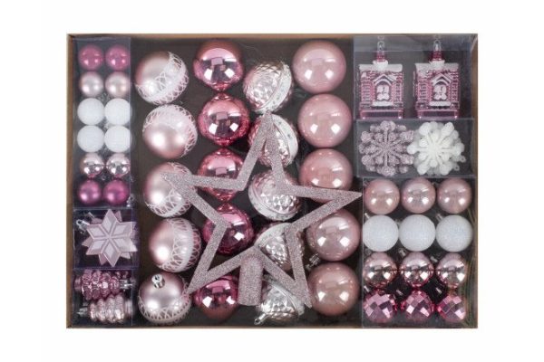 Набор ёлочных шаров Elegant Pink 77 шт.