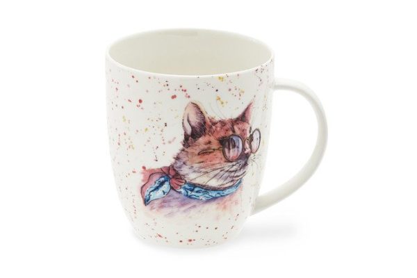Кружка Cat in glasses 420 мл, Фарфор