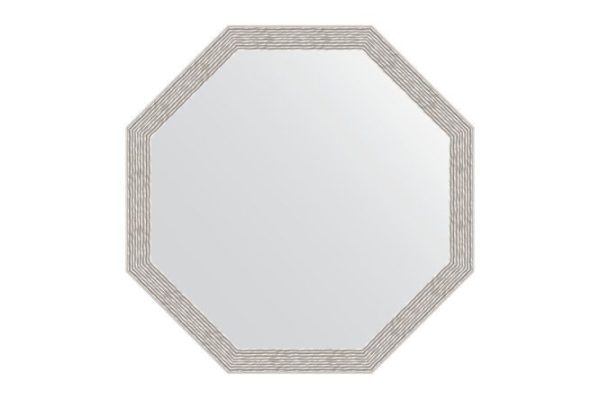 Зеркало настенное в багетной раме EVOFORM Octagon BY 3960, волна алюминий 63х63 см