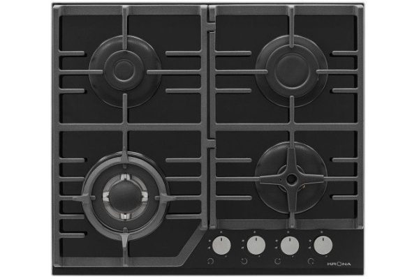 Газовая варочная панель KRONAsteel Corniola 60 BL KRGH02, чёрный 59 см
