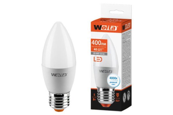 Лампа светодиодная Wolta 25SC5E27 5W, E27, Нейтральный свет