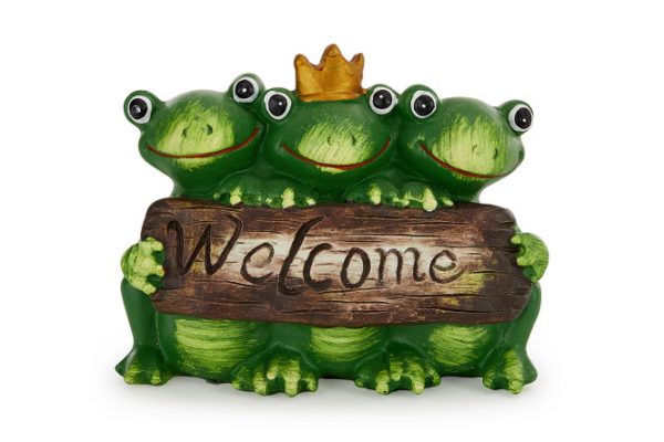 Декоративная фигурка Лягушки с табличкой Welcome 12 см, Магнезия