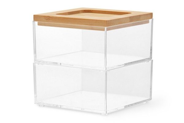 Органайзер с крышкой MITTE Bamboo двойной 9.5x10x9.5 см