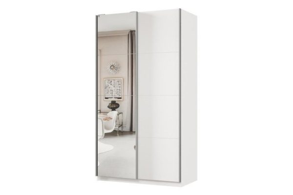 Шкаф-купе 2-дверный Практик 120x240x60 см, белый, профиль серебро, с одним зеркалом