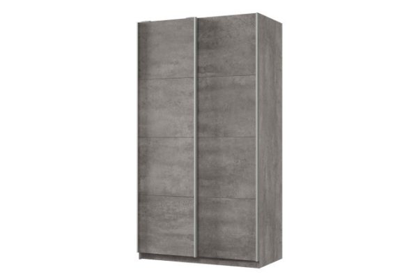Шкаф-купе 2-дверный Практик 120х240х60 см, бетон, профиль серебро