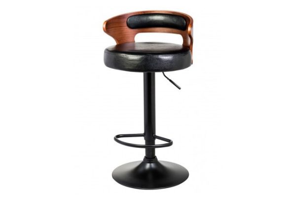 Стул барный DOBRIN Fred Black 45х78.5х45 см, цвет обивки чёрный, спинки коричневое дерево