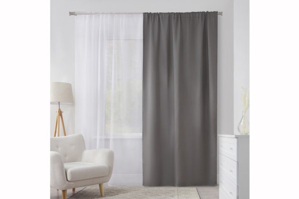 Штора на ленте MICASA Jacqueline 150х280 см, 1 шт., цвет серый