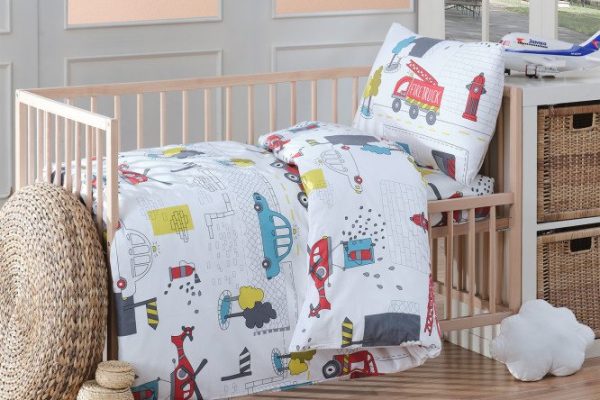 Комплект постельного белья MICASA Kids City детский Ранфорс, 110х145 см