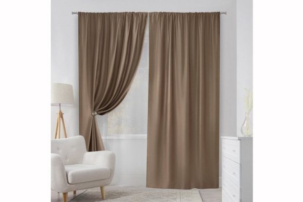 Комплект штор на ленте ESTUDI BLANCO Drina 150x270 см, 2 шт., цвет кофейный