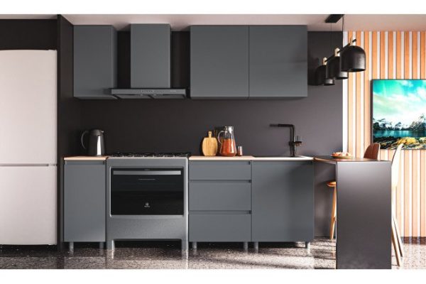 Кухонный гарнитур Денвер 160х217х60 см, цвет каркаса графит серый, фасада графит серый