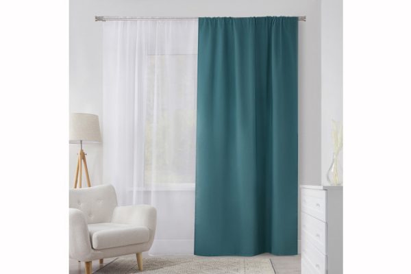 Штора на ленте MICASA Jacqueline 150х280 см, 1 шт., цвет голубой
