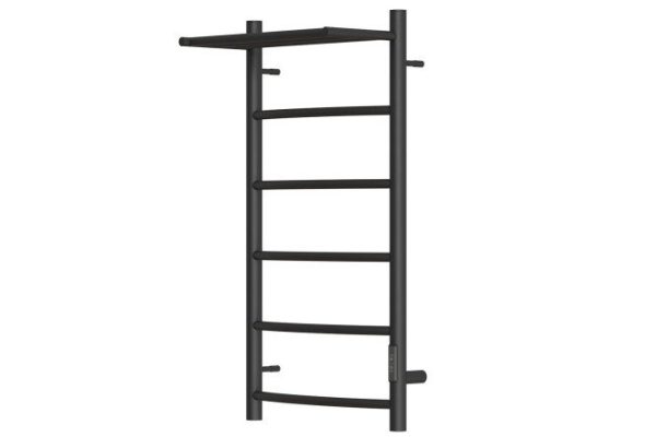 Полотенцесушитель электрический POINT Афина П5 с полкой, черный PN04848PB 43.2х80х25.1 см