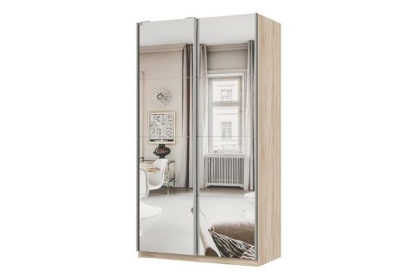 Шкаф-купе 2-дверный Практик 120х240х60 см, дуб сонома, профиль серебро, с двумя зеркалами
