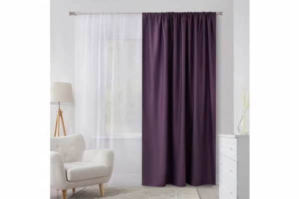 Штора на ленте MICASA Landry 200х280 см, 1 шт., цвет фиолетовый