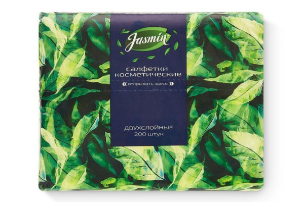 Салфетки косметические Jasmin двухслойные 200 шт.