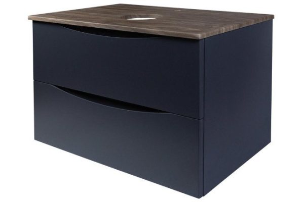 Тумба подвесная со столешницей BOND Cube T09807 81 см, цвет каркаса серый матовый, тёмное дерево, фасада серый матовый