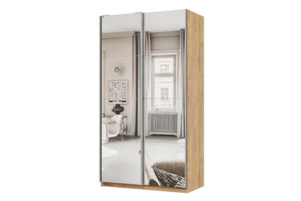 Шкаф-купе 2-дверный Практик 120х220х60 см, бунратти, профиль серебро, с двумя зеркалами