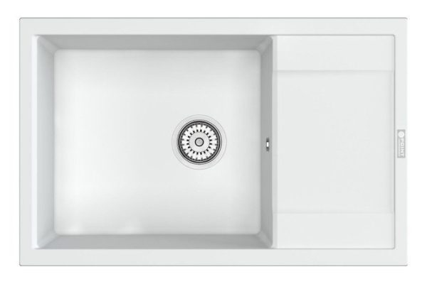 Мойка кухонная врезная с крылом POINT Велета 78 PN3002W, белый 78х50х22 см